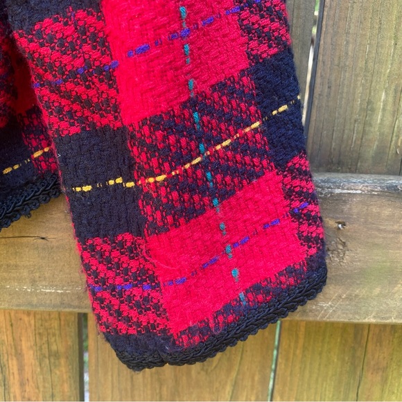 Vintage Requirements red black boucle long sleeve plaid jacket 80s - Picture 4 of 10